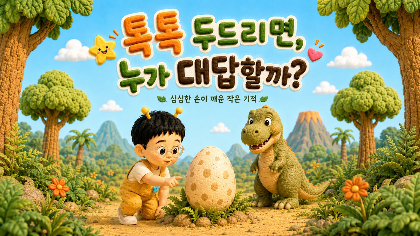 AI 동화책 과정에서 만든 그림책 표지 '톡톡 두드리면, 누가 대답할까?'